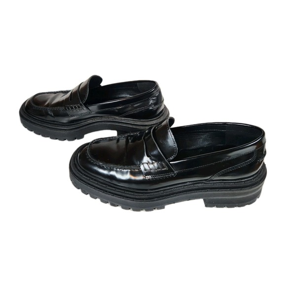 Massimo Dutti Glossy Black Loafers - Picture 4 of 8